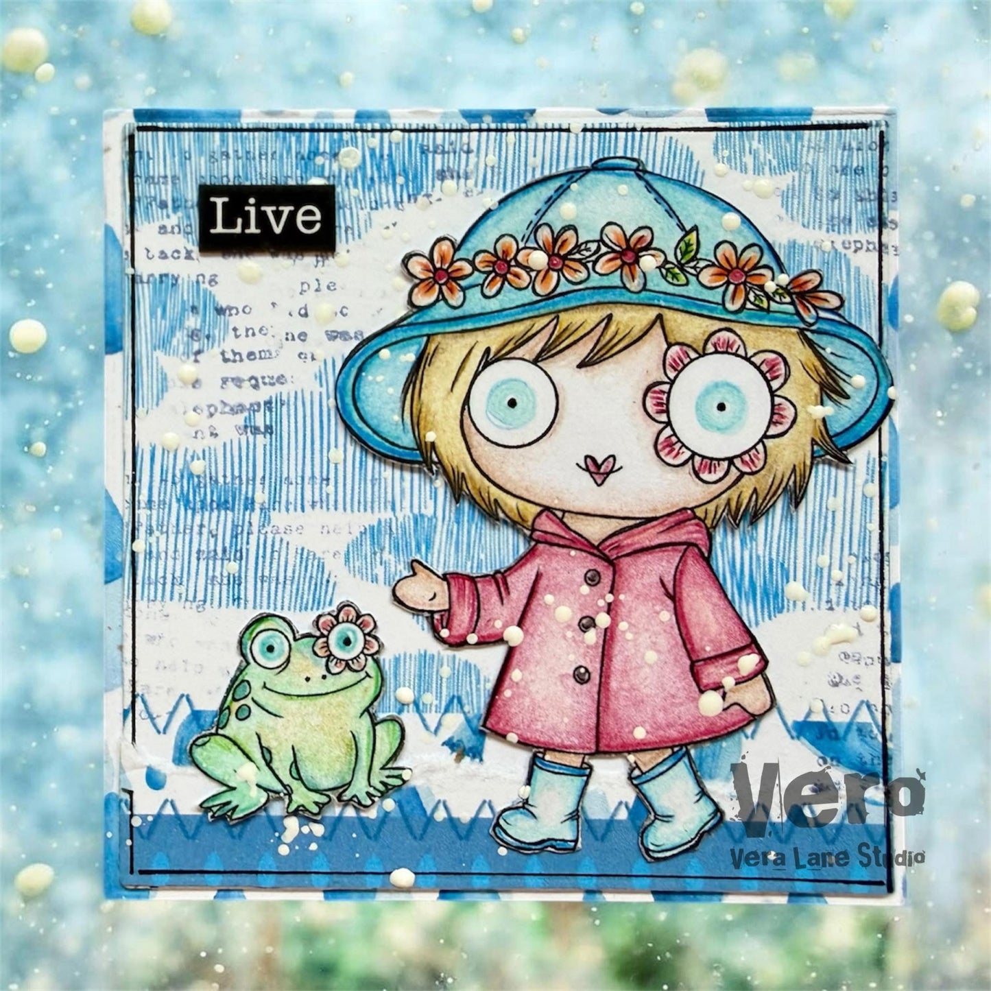 Lila Bloom Splashes Digital Stamp Set – 8 stamps, 3 backgrounds Instant Download, Cardmaking and scrapbooking