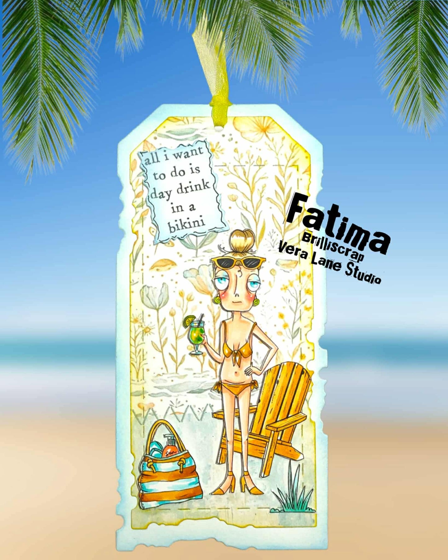 Beached Dee Digital Card Kit - 7 stamps, 3 backgrounds and washi tapes