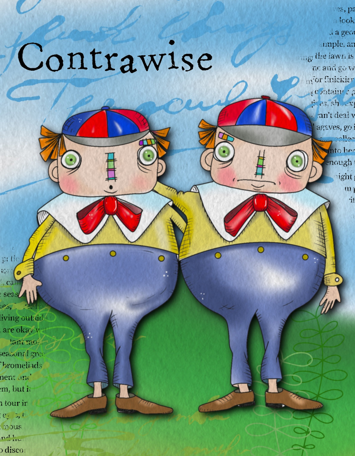 Tweedle Twins Digital Stamps Alice Wonderland Card Kit Background Papers Printable