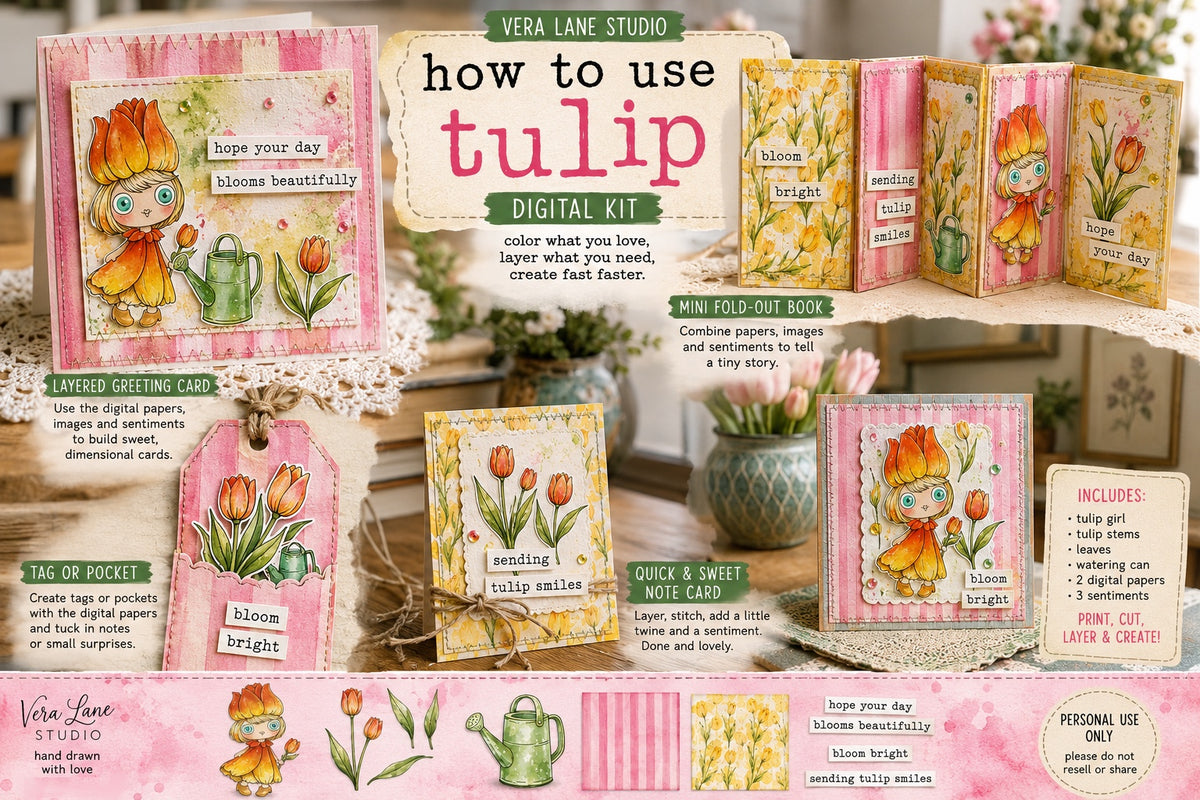 Tulip- Character digital card kit