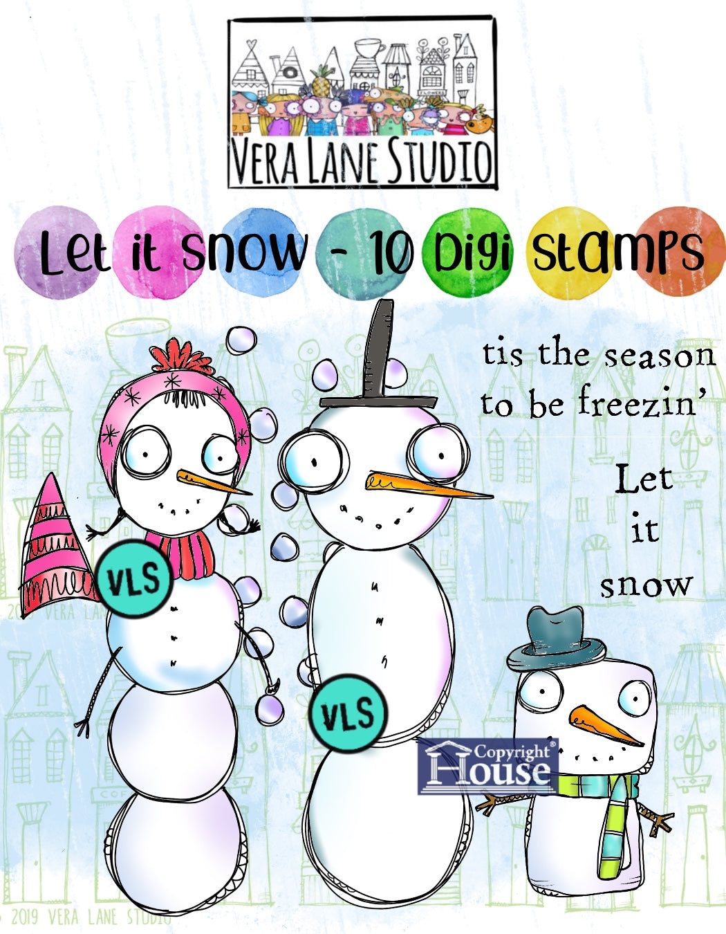 Let it Snow - 10 Digi stamps in jpg and png files