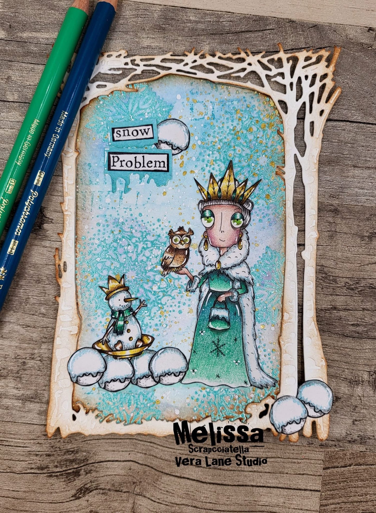 Snow Queen Dee mega bundle Card Kit - 7 digi stamps, 4 colored backgrounds