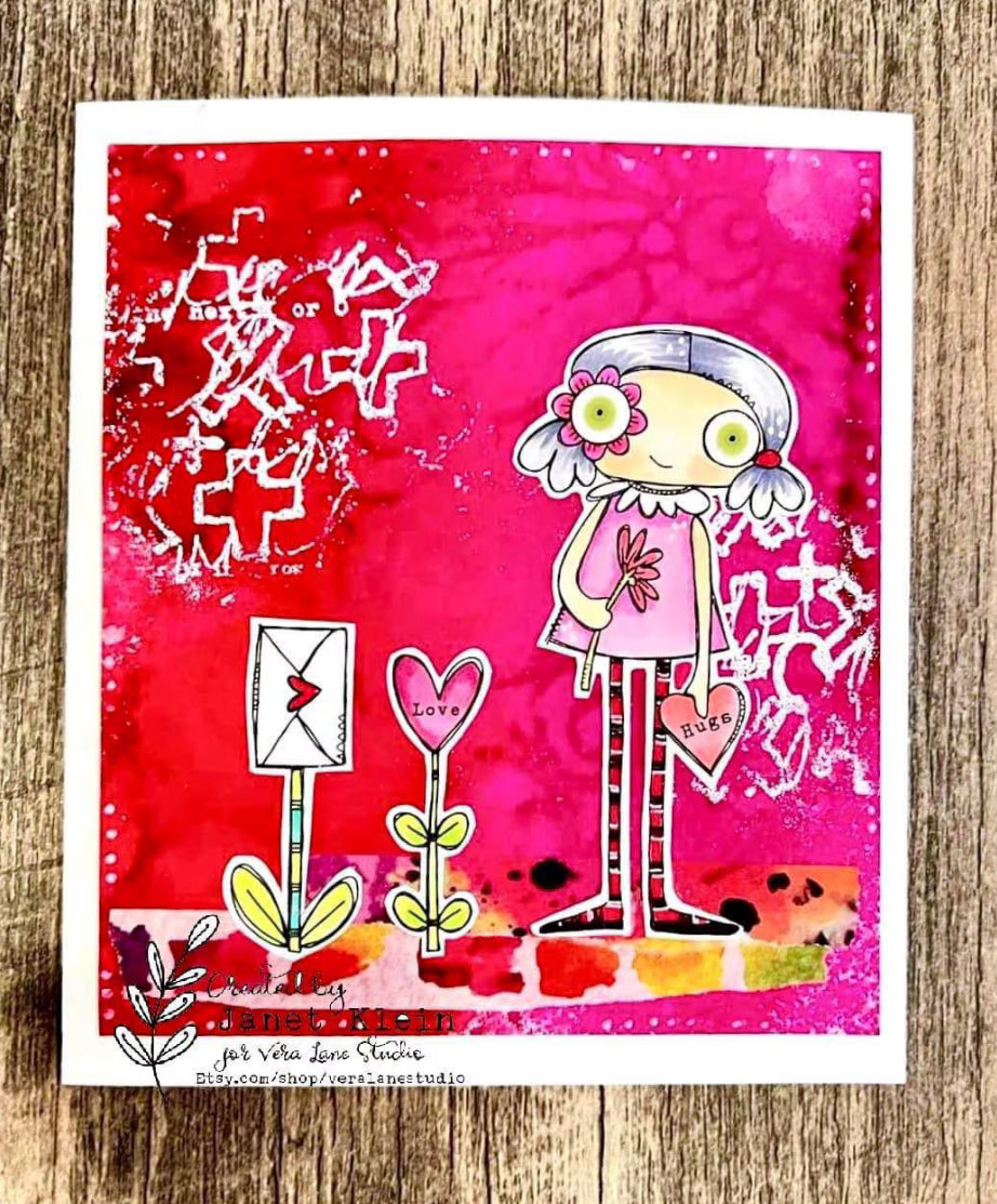 XOXO - 5 Digi stamps in jpg and png files with 1 instant download colored background