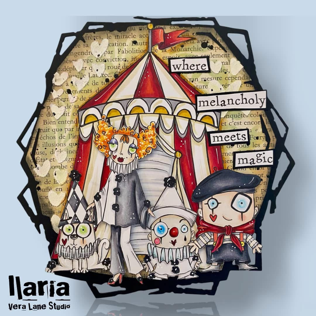 Pierrot Dee - 5 Digi stamps in jpg and png files