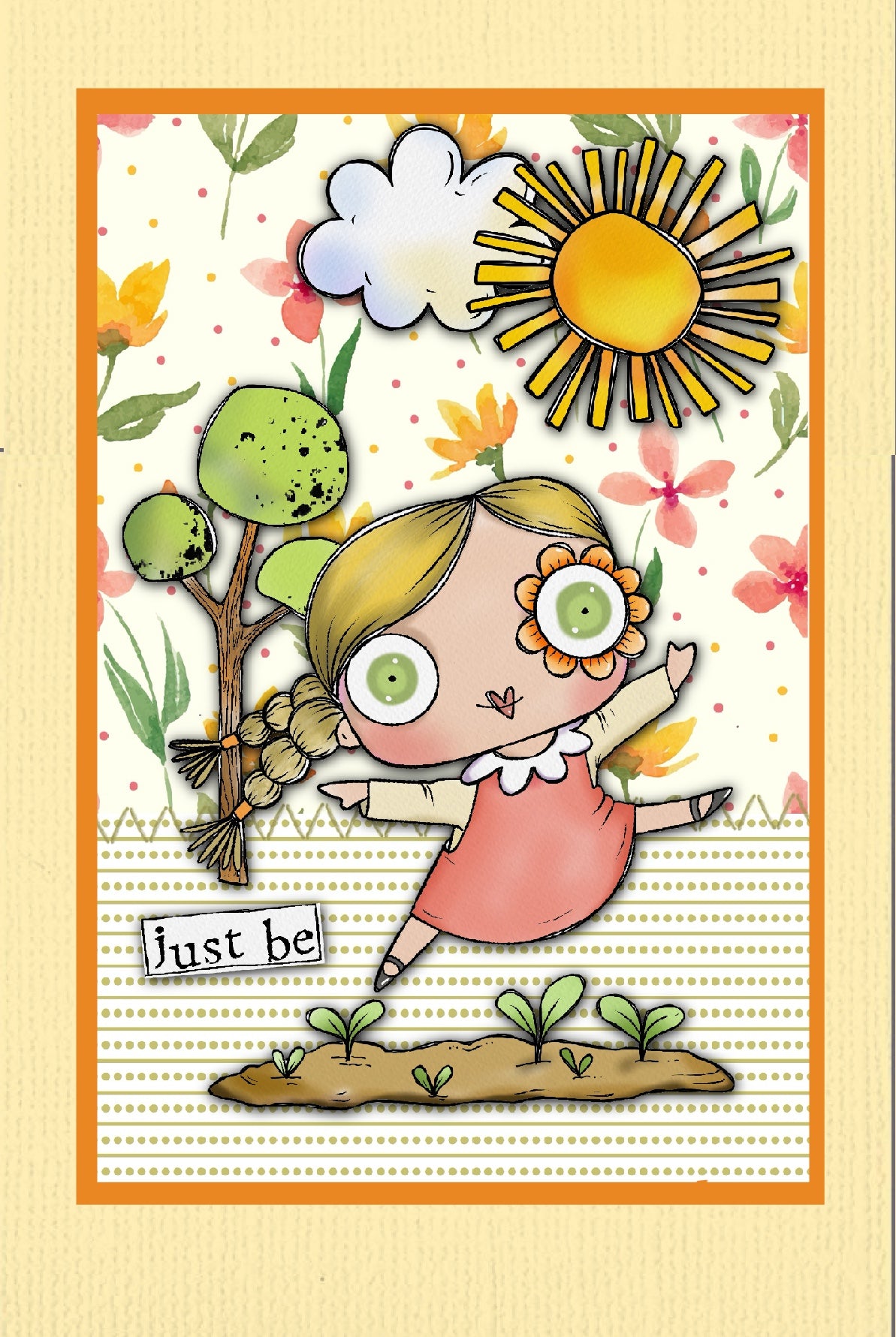 Just Be Card Kit - 6 Digi stamps in jpg and png files, 3 backgrounds