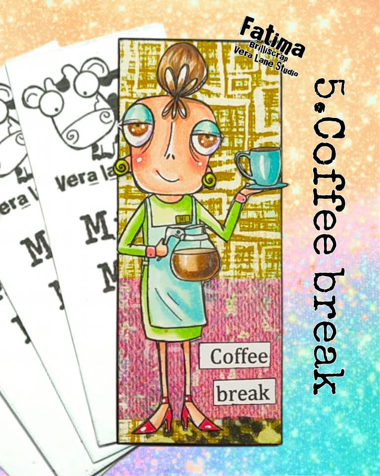 Brew Dee - 5 Digi stamp bundle and mixed media background card kit