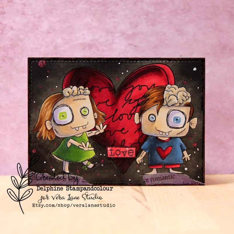 Zombie Love -5 Digi stamp bundle in jpg and png files be