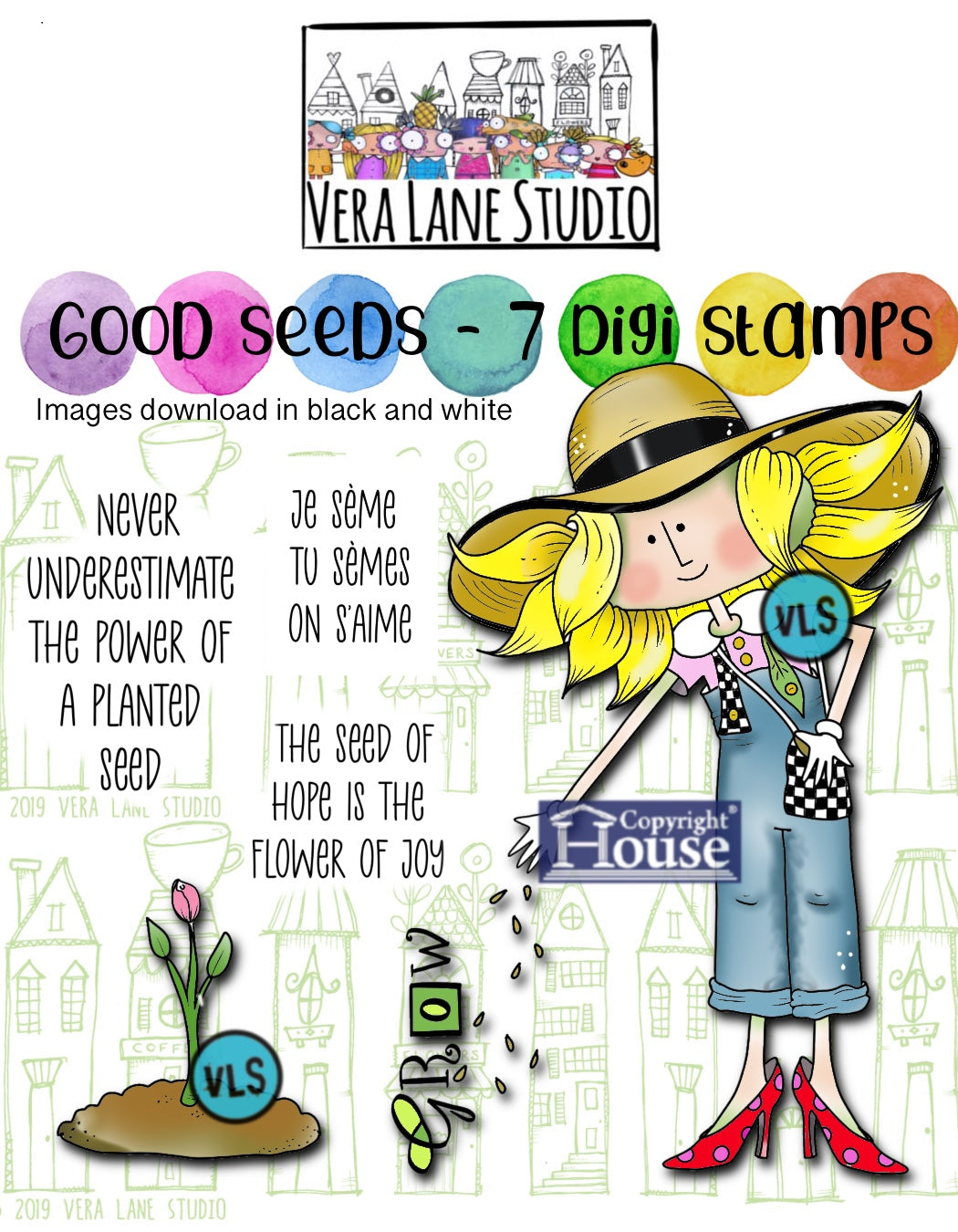 Good Seeds Bundle - 27 stamps, 15 colored digital backgrounds