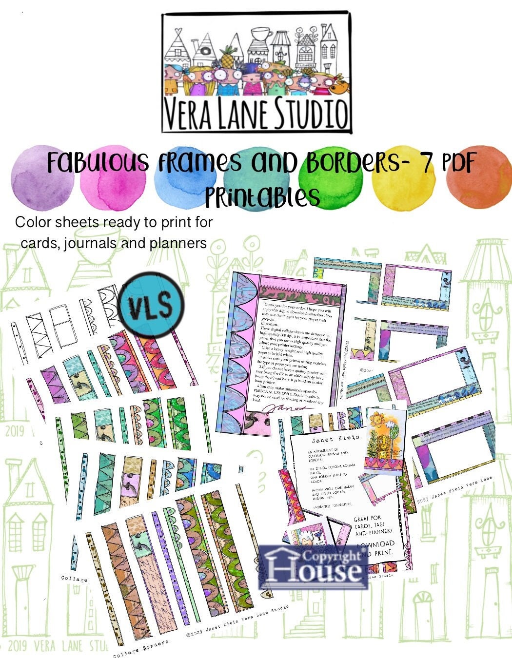 Fabulous frames and borders - 7 PDF color and to color printables