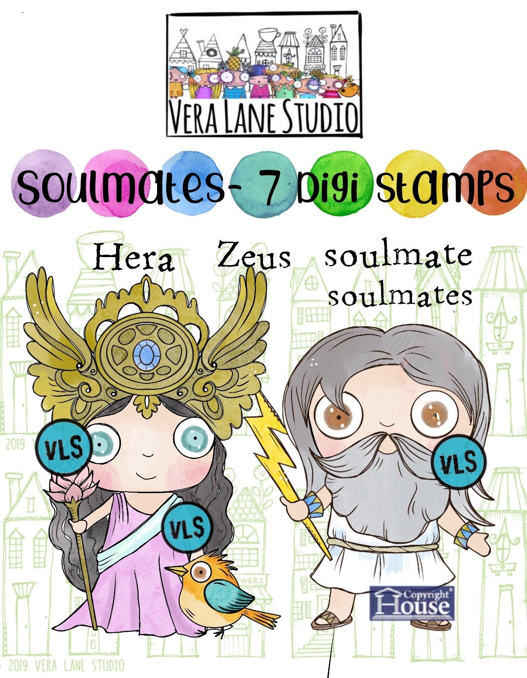 Soulmates - 7 digi stamp bundle in jpg and png files