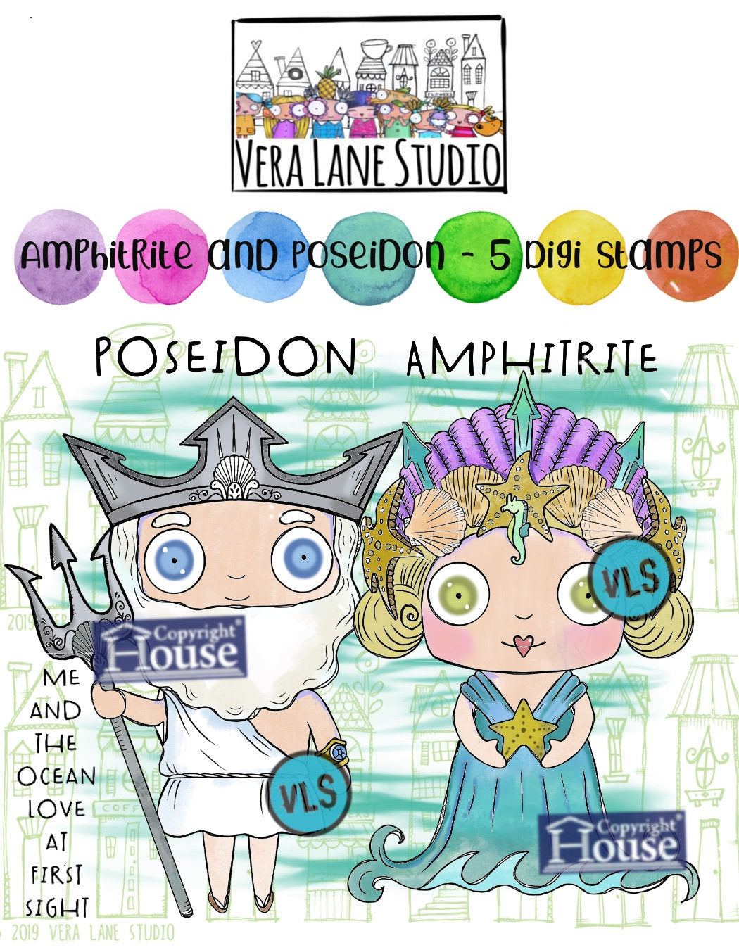 Aphrodite And Poseidon -5 Digi stamp bundle in jpg and png files be