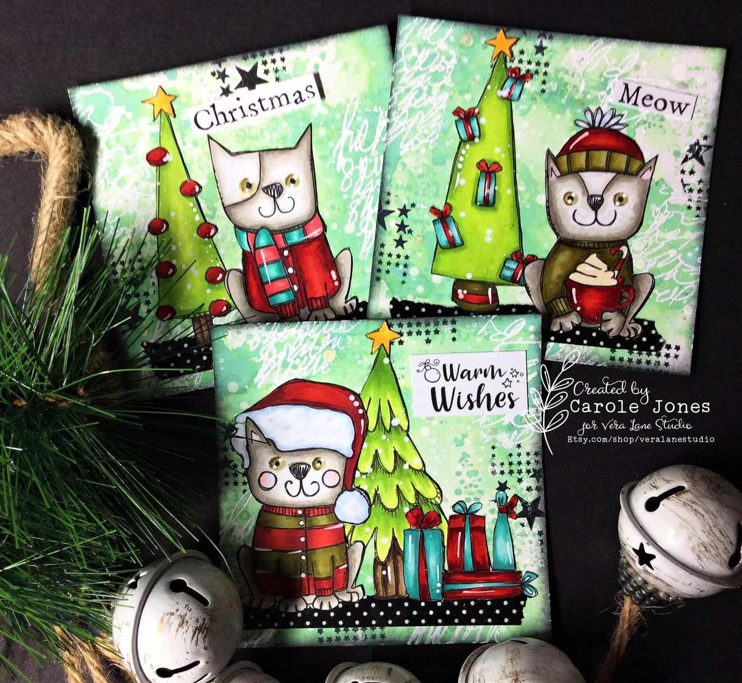 Christmas whiskers -5 Digi stamp bundle in jpg and png files