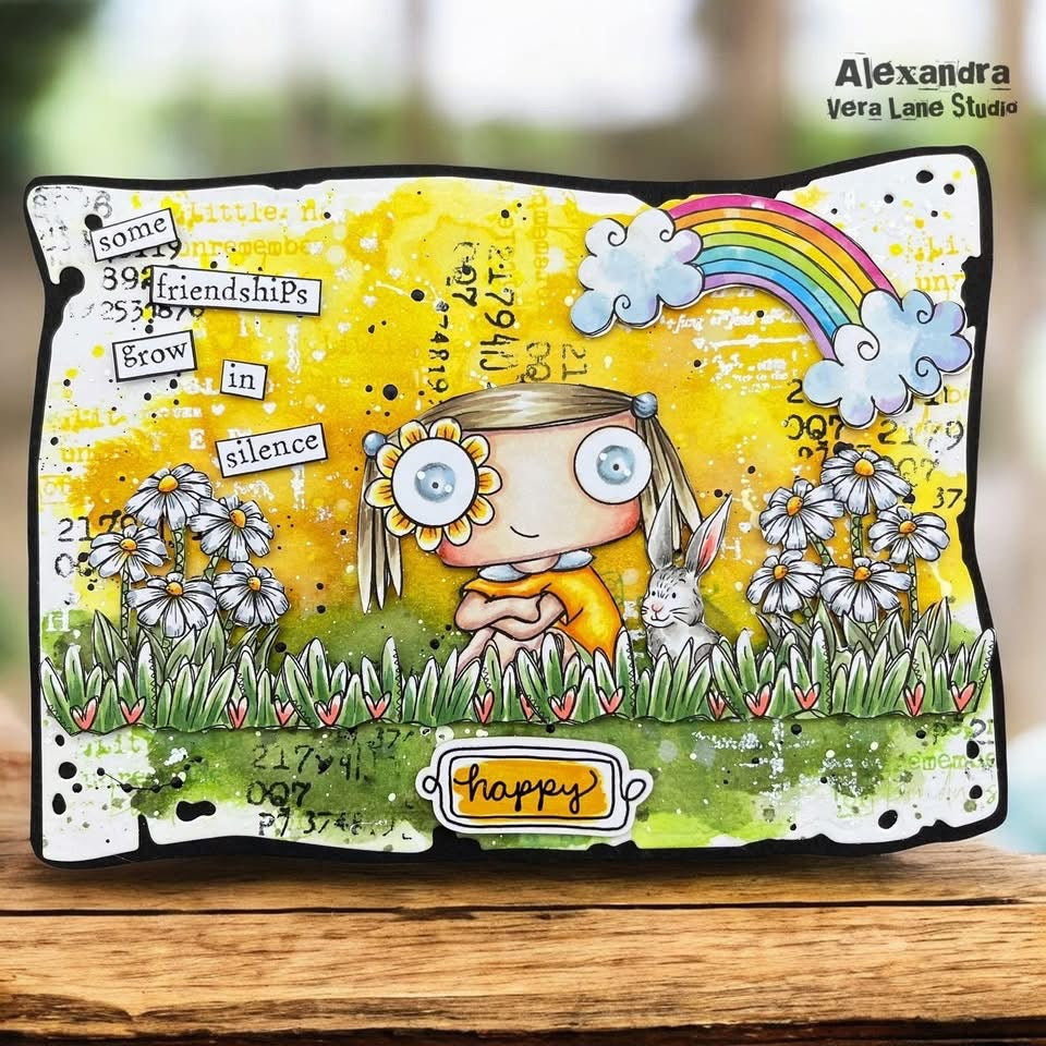 Bunny and Blossom - 7 digi  stamp card kit  in jpg and png files
