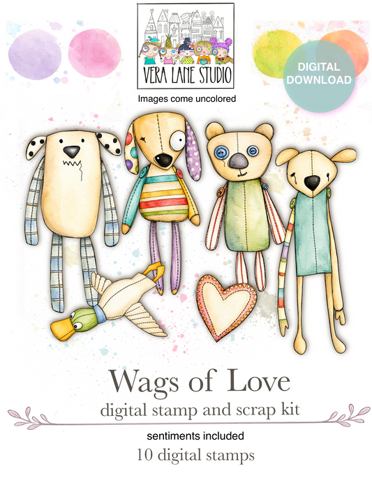 Wags of Love - 10 Digi stamps in jpg and one files