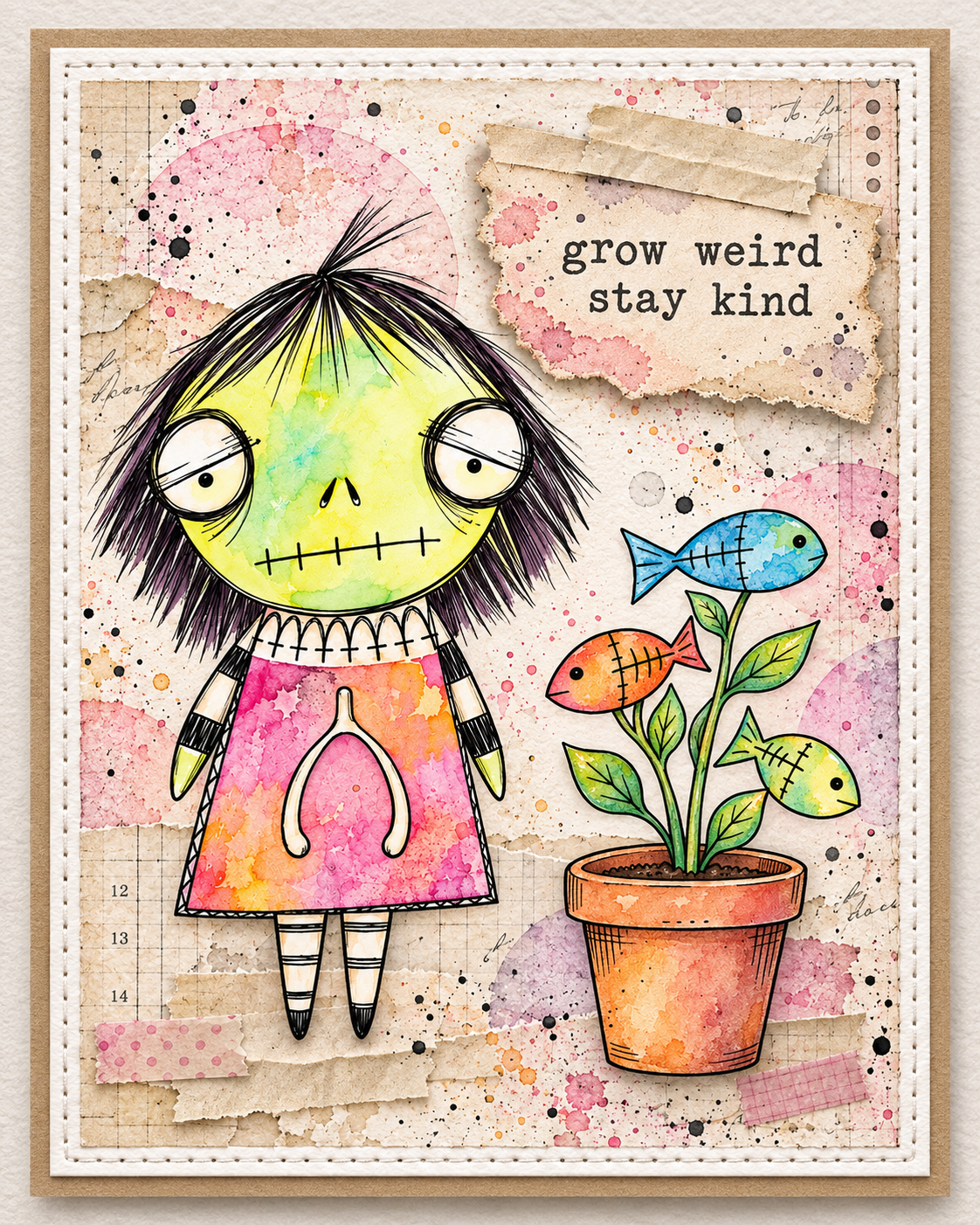 Wishbone and Fishbone Digital Stampand Card Kit  - 11 digital files