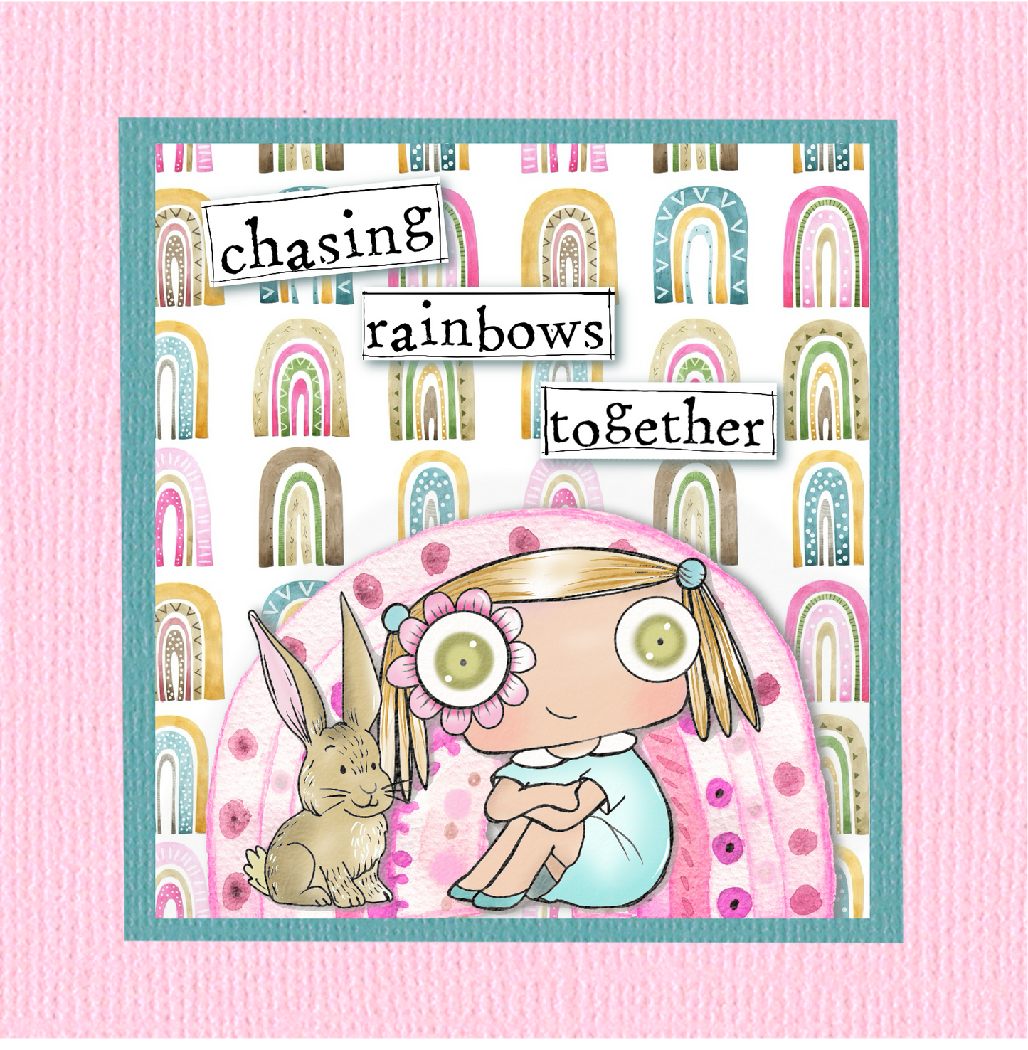 Bunny and Blossom - 7 digi  stamp card kit  in jpg and png files