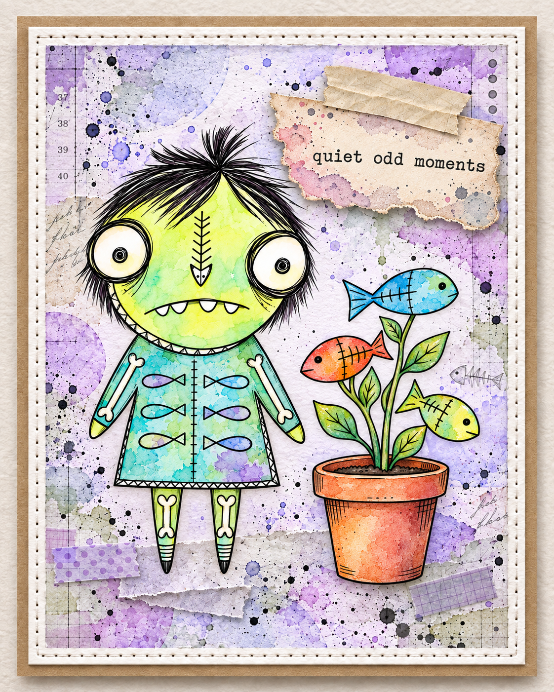 Wishbone and Fishbone Digital Stampand Card Kit  - 11 digital files