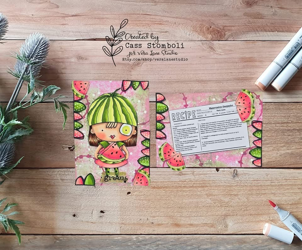 Watermelon -  4 Digi stamp set in jpg and png files