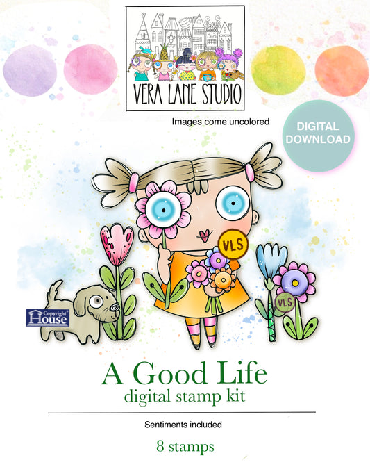 A Good Life - 8 Digi stamps in jpg and png files