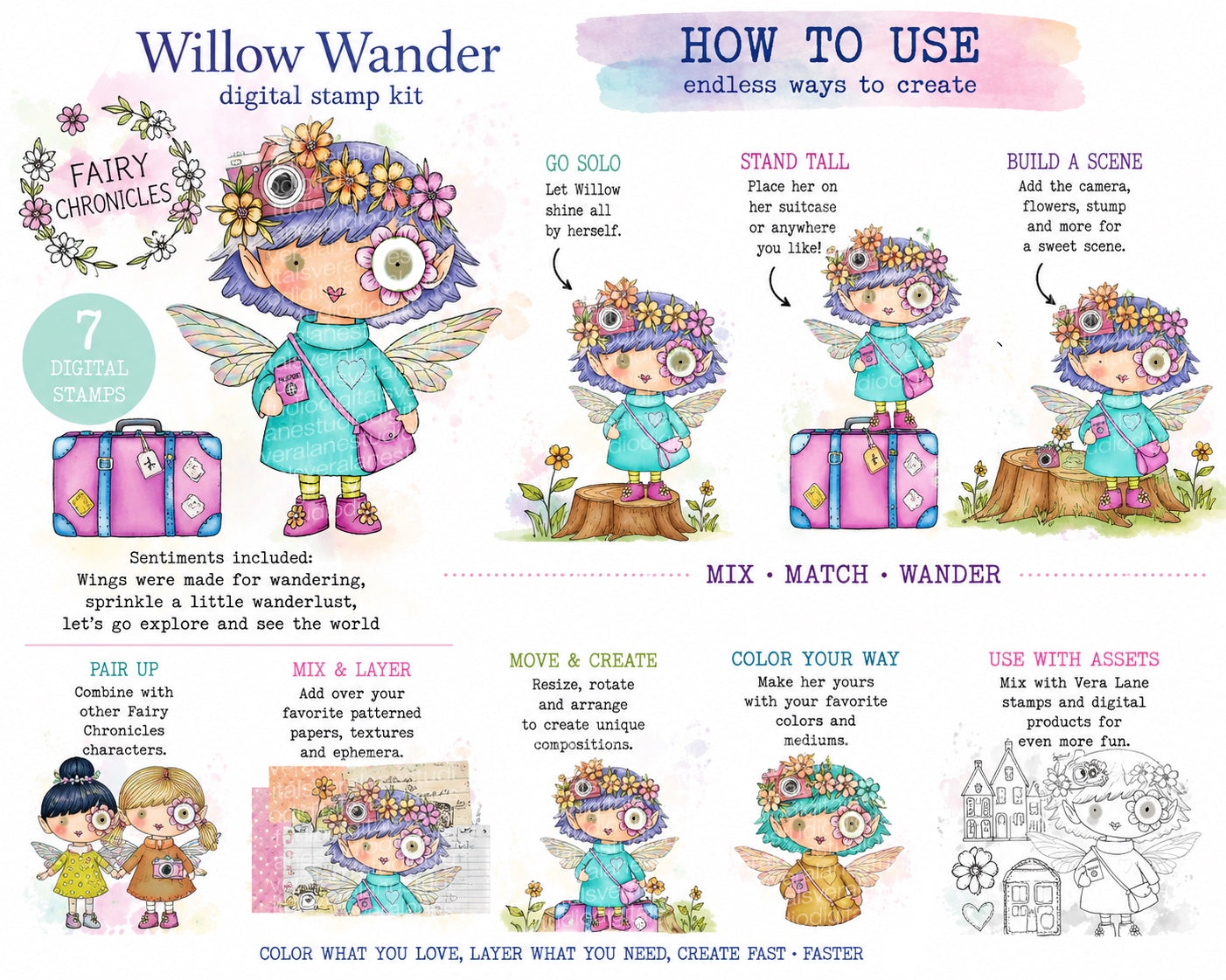 Willow Wander Fairy - digital stamp kit