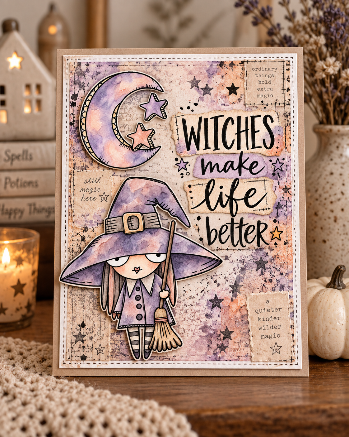 Wee Witches - 8 digital files |Card, Junk Journal and Scrap Kit