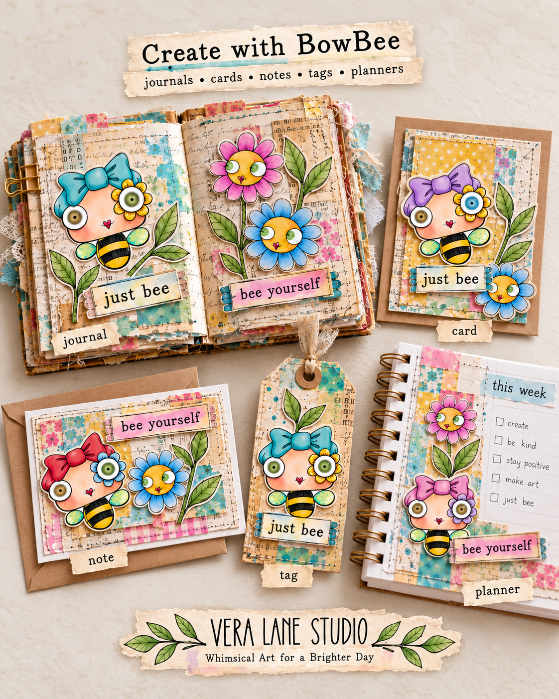 Bowbee digital collage collection - 50 cuts - 2 PDF downloads