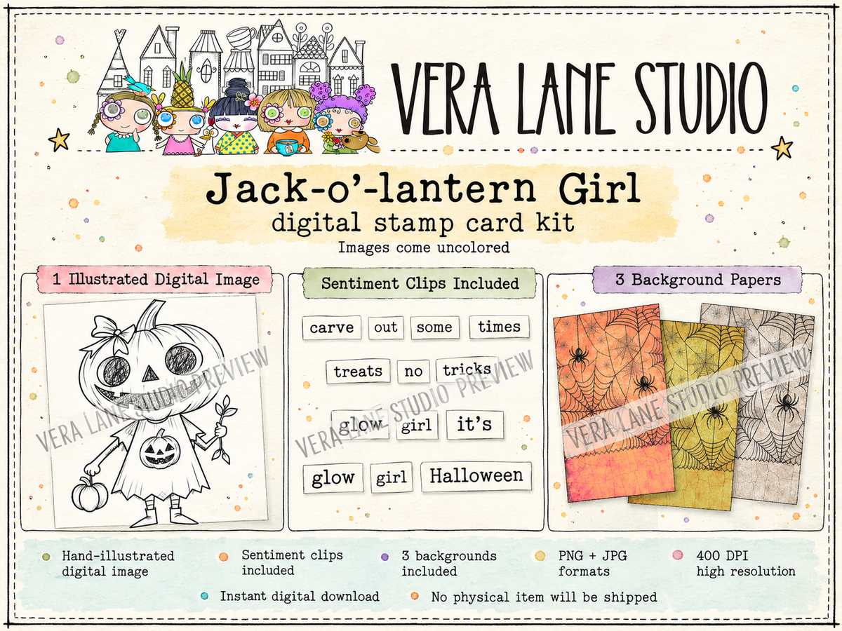 Jack-o’-lantern Girl Card Kit