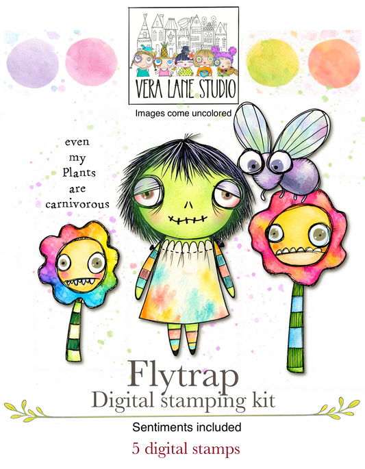 Flytrap - 5 Digi stamps in jpg and png files
