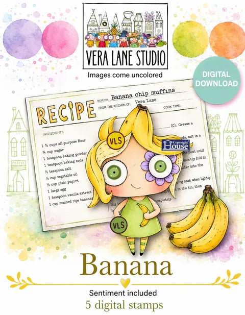Bananas - 5 Digi stamps in jpg and png files