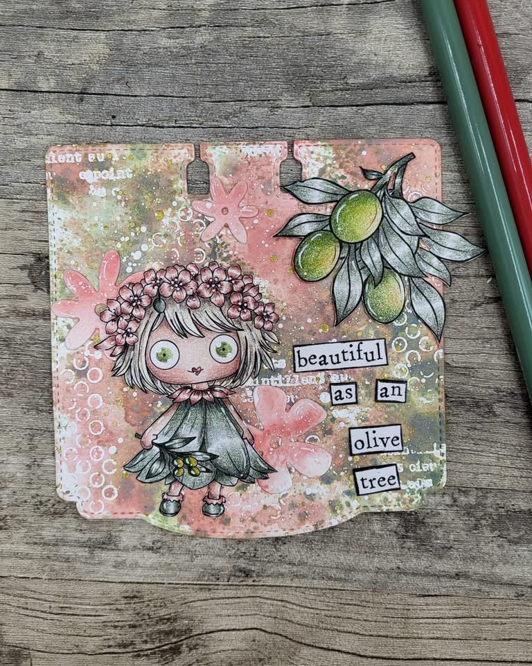 Piccolo Oliva Digital Stamp Card Kit, Olive Theme Printable, Botanical Girl, Mediterranean Craft Kit, PNG JPG