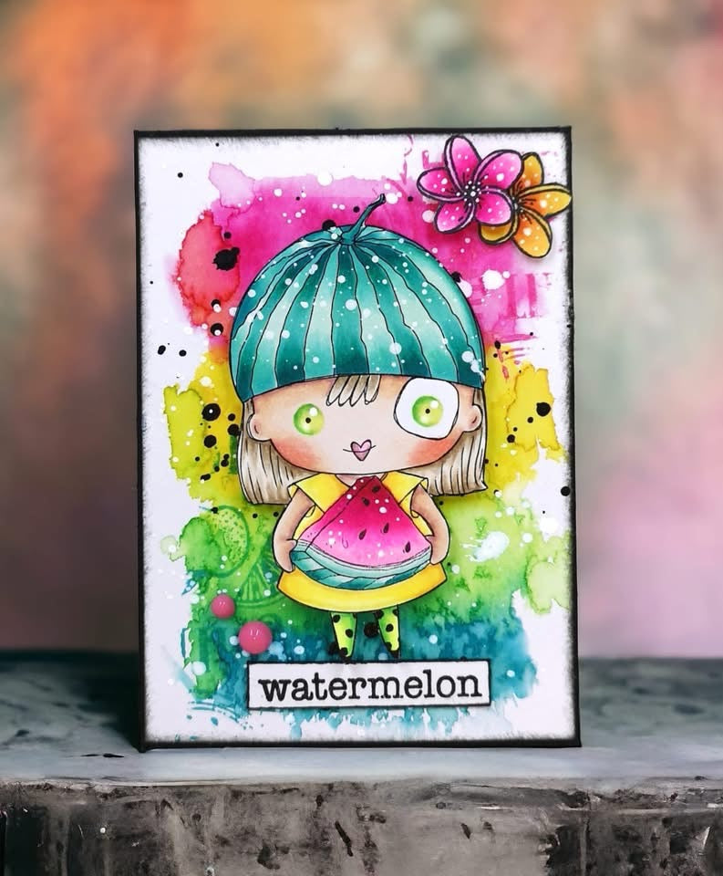 Watermelon -  4 Digi stamp set in jpg and png files