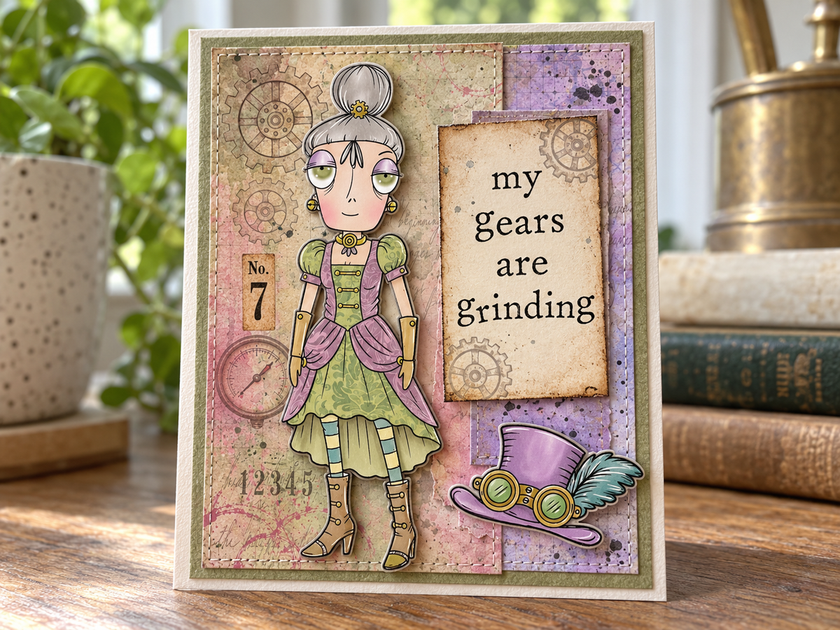 Dee Steams Steampunk Digital Stamp Card Kit Miss Dee Printable Papers Sarcastic Sentiments