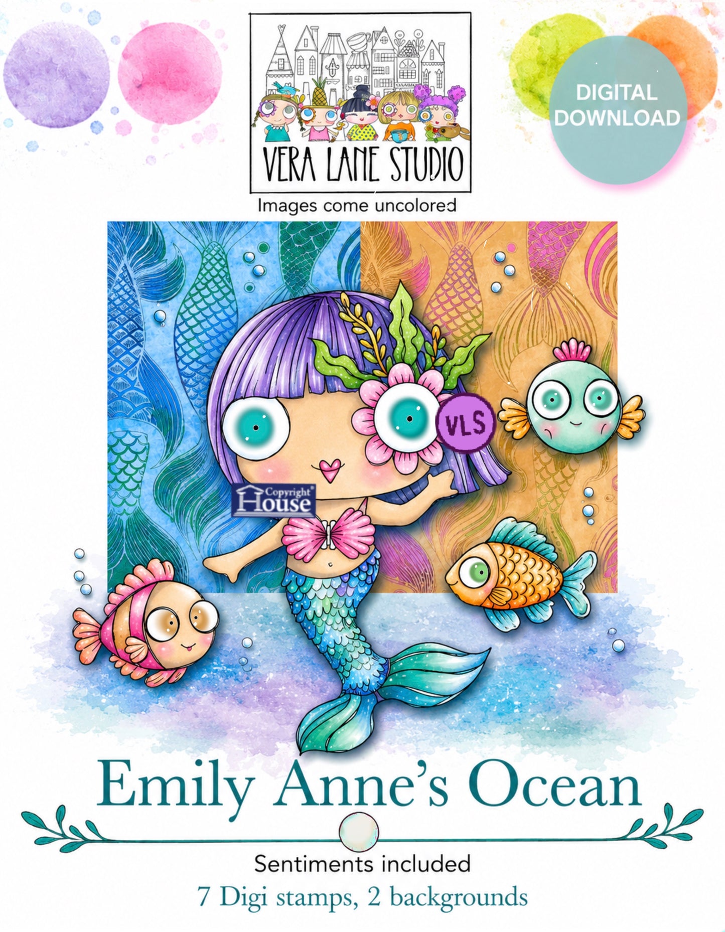 Emily Anne’s ocean dream bundle - 7 stamps, 12 colored digital papers