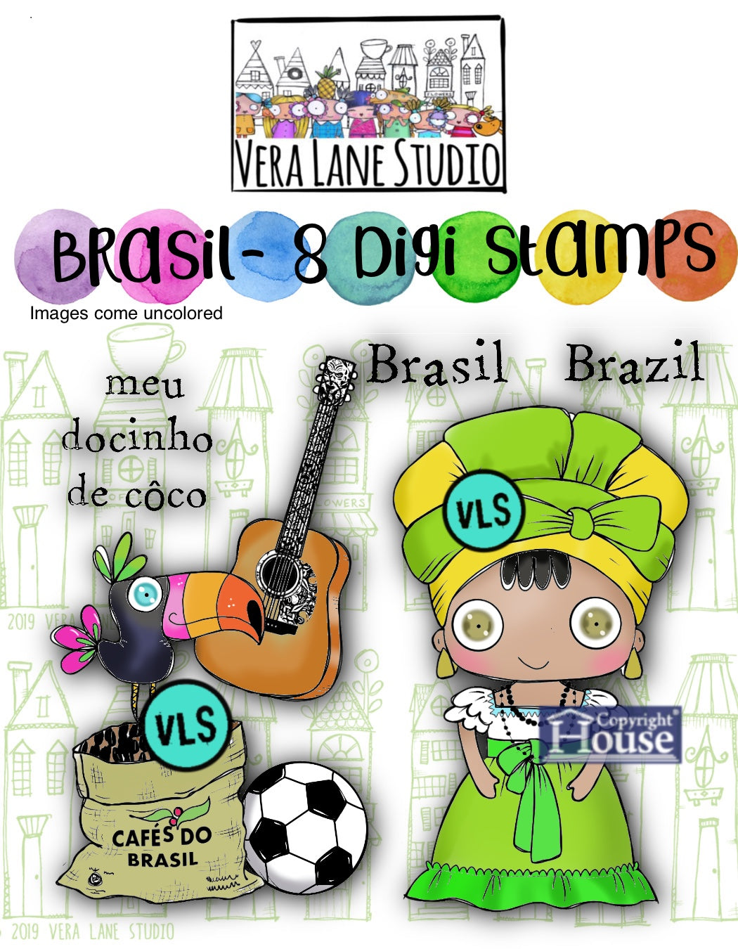 Brasil - 8 Digi stamp set and JPG and PNG files
