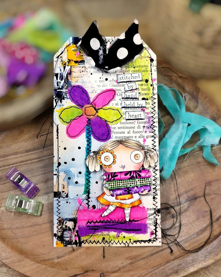 She Quilts Card Kit  - 6 digital stamps and three colored backgrounds