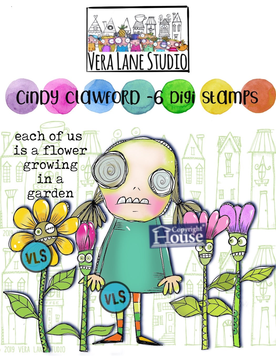 Cindy Clawford - whimsical character 6 digi stamps set