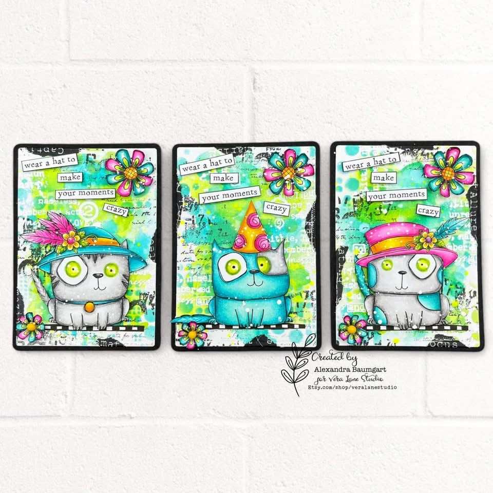 Cats and Hats - 8 Digi stamps in JPG and PNG files