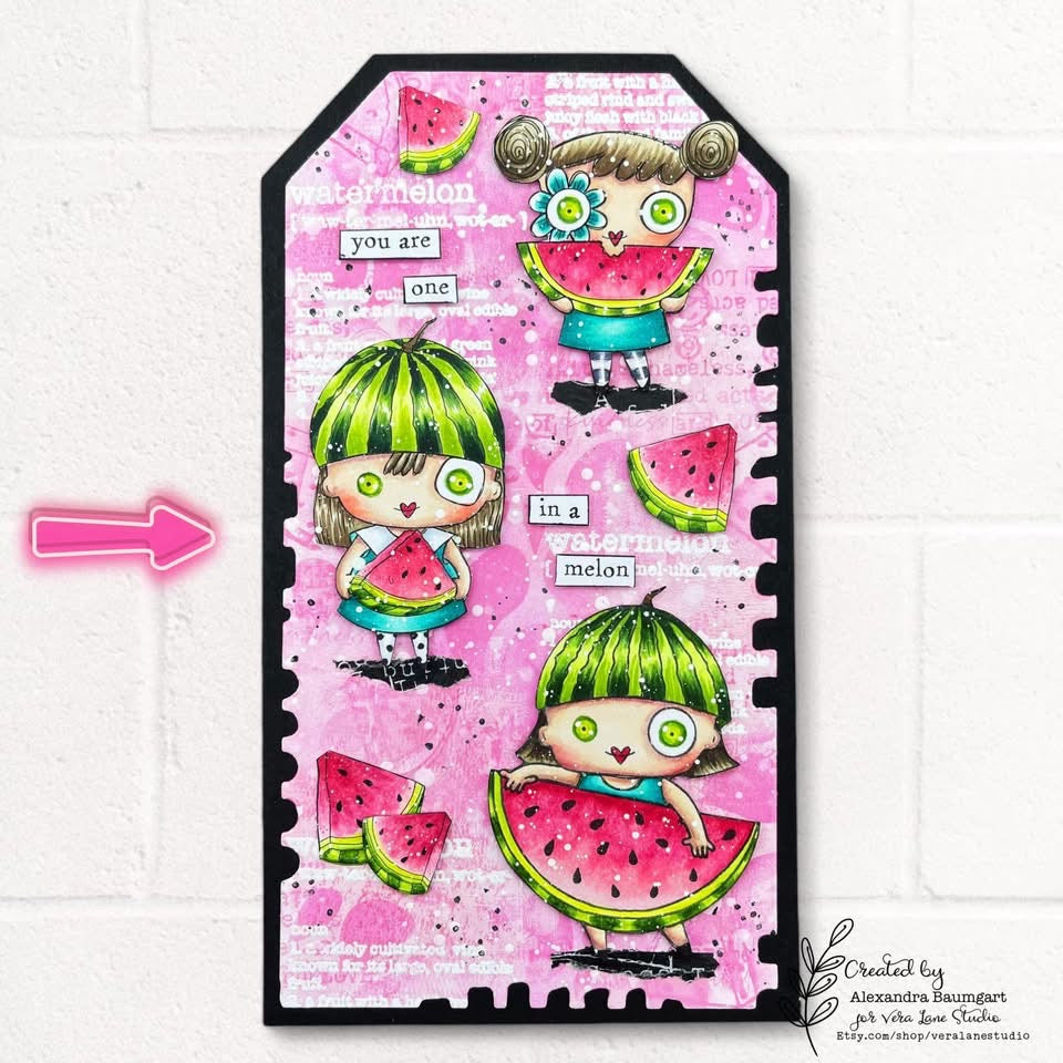 Watermelon -  4 Digi stamp set in jpg and png files