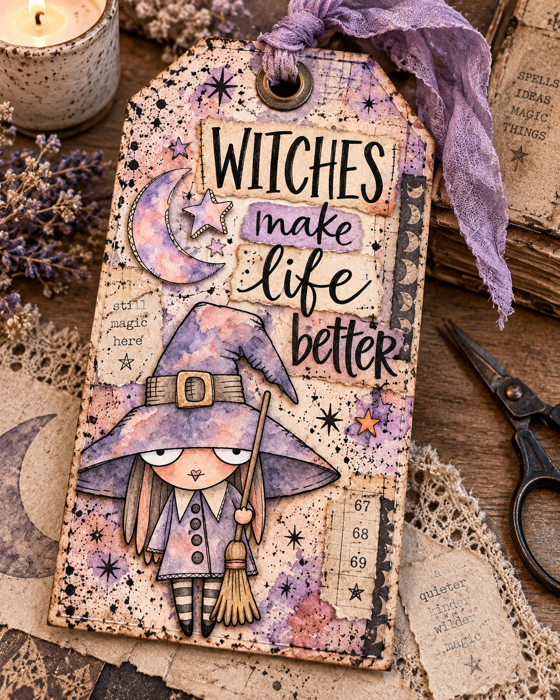 Wee Witches - 8 digital files |Card, Junk Journal and Scrap Kit