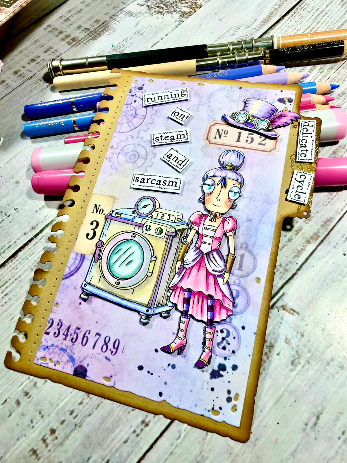 Dee Steams Steampunk Digital Stamp Card Kit Miss Dee Printable Papers Sarcastic Sentiments