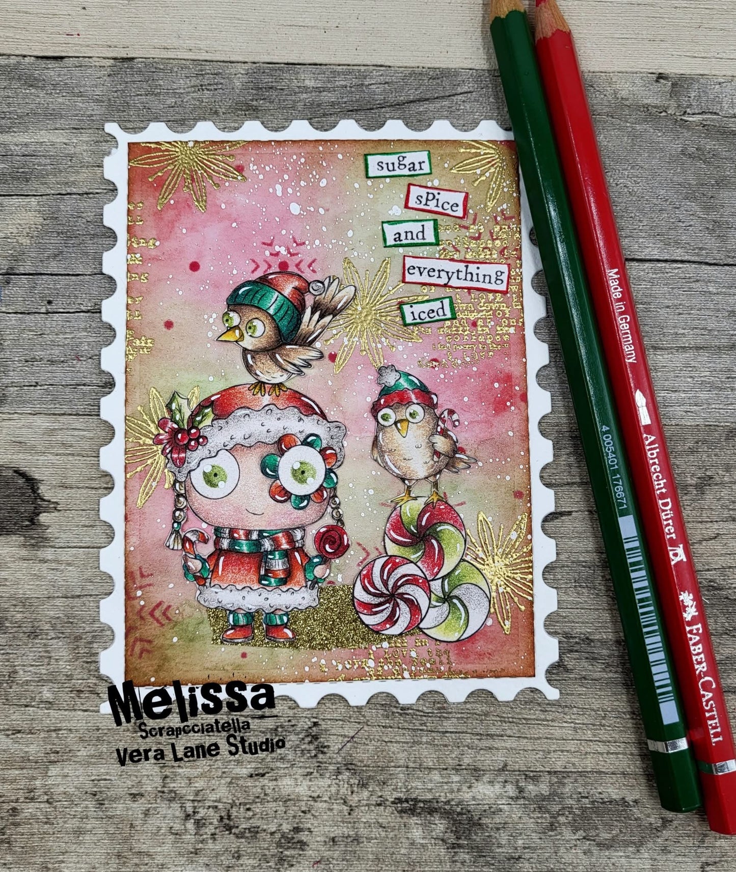 Poppy Mint Digital Card Kit - 8 Digi stamps, 3 colored backgrounds