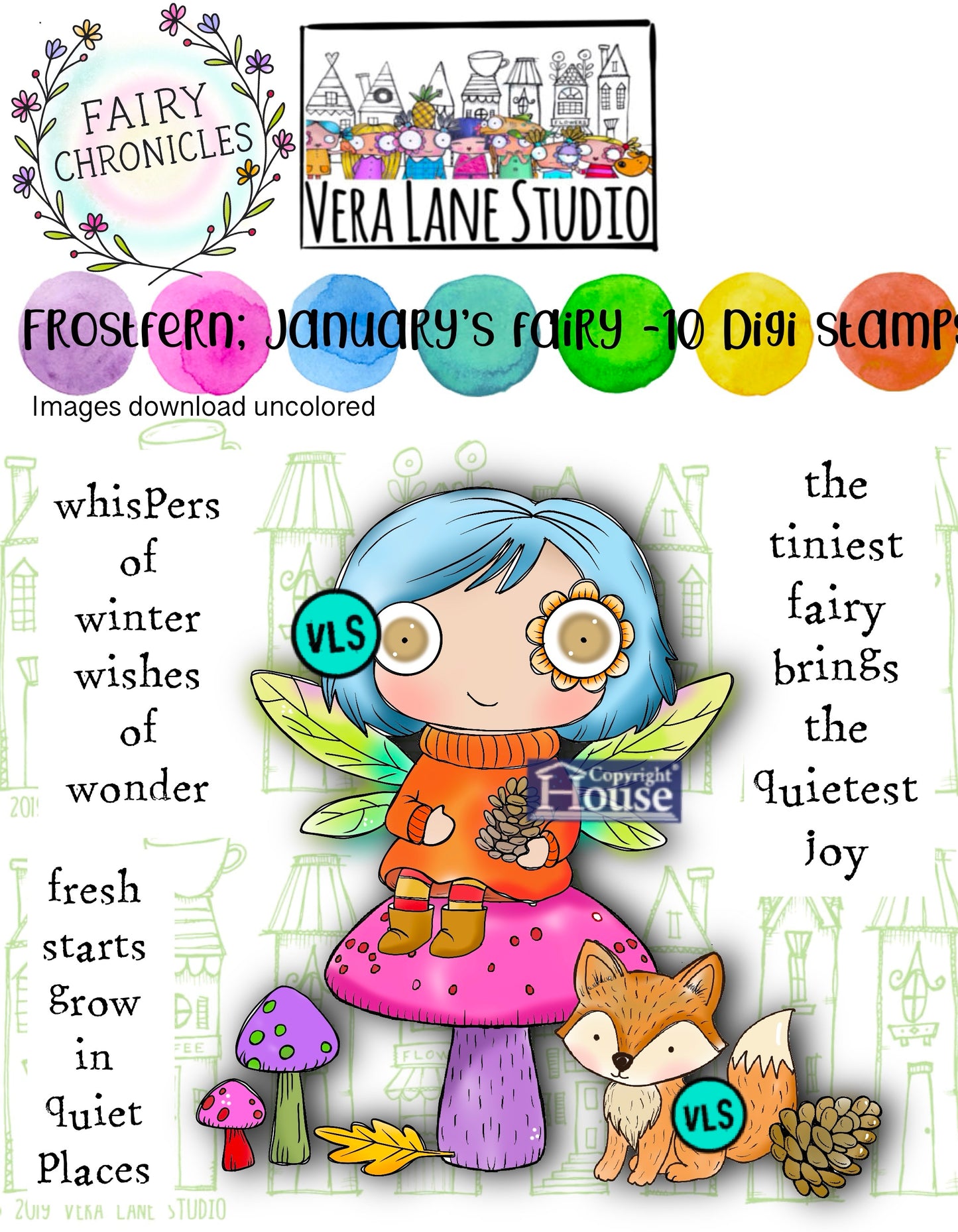 Frost Fern : January’s Fairy – 10 Digi Stamps In jpg and png files