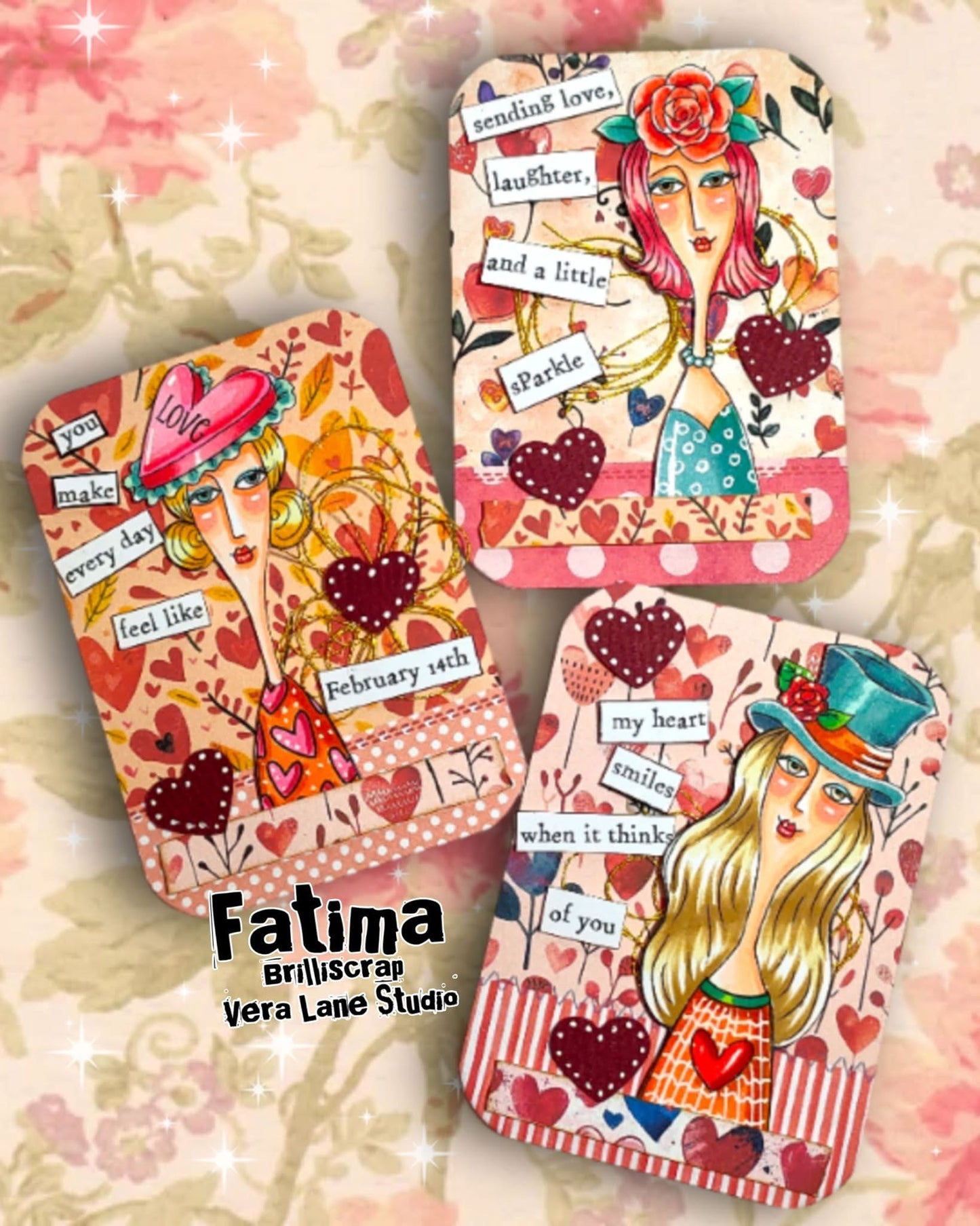 Flirts Card Kit - 7 stamps 3 backgrounds in digital files