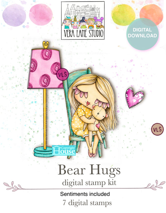 Bear Hugs - 7 Digi stamps in jpg and png files