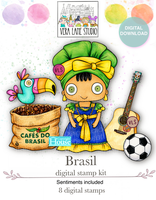 Brasil - 8 Digi stamp set and JPG and PNG files