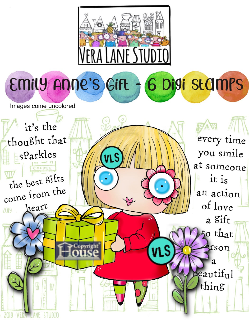 Emily Anne’s Gift - 6 Digi stamps in jpg and png files