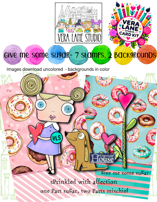 Give Me Some Sugar card kit - 7 stamps , 2 backgrounds