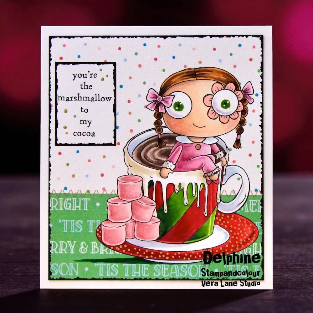 Cocoa Mint Digital Stamps Set –  Digi Stamps, 2 Colored Backgrounds, Whimsical Holiday Mug, Scrapbooking, Cardmaking Downloads
