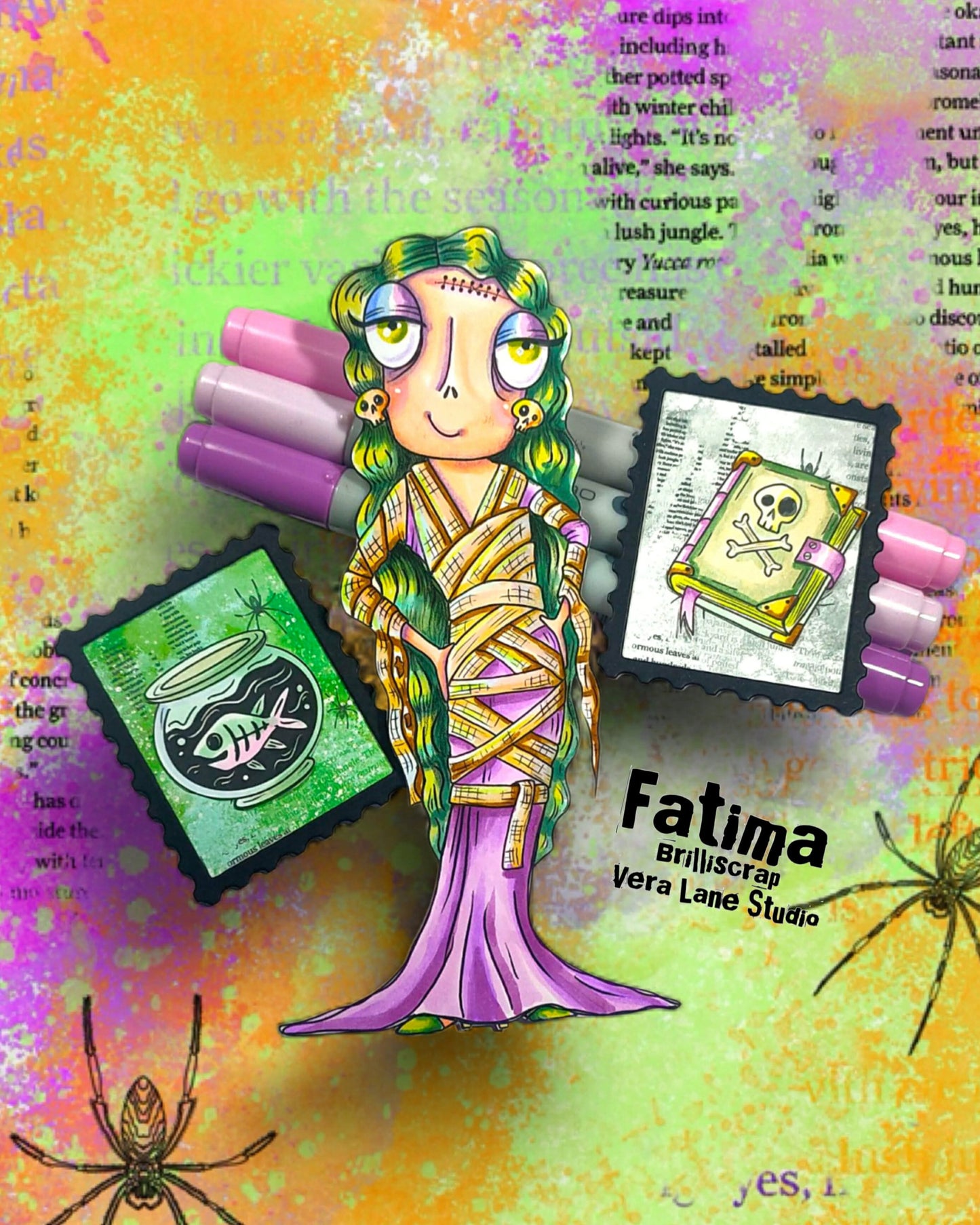 Mummy Dee card and scrap kit - 7 Digi stamps, 3 backgrounds