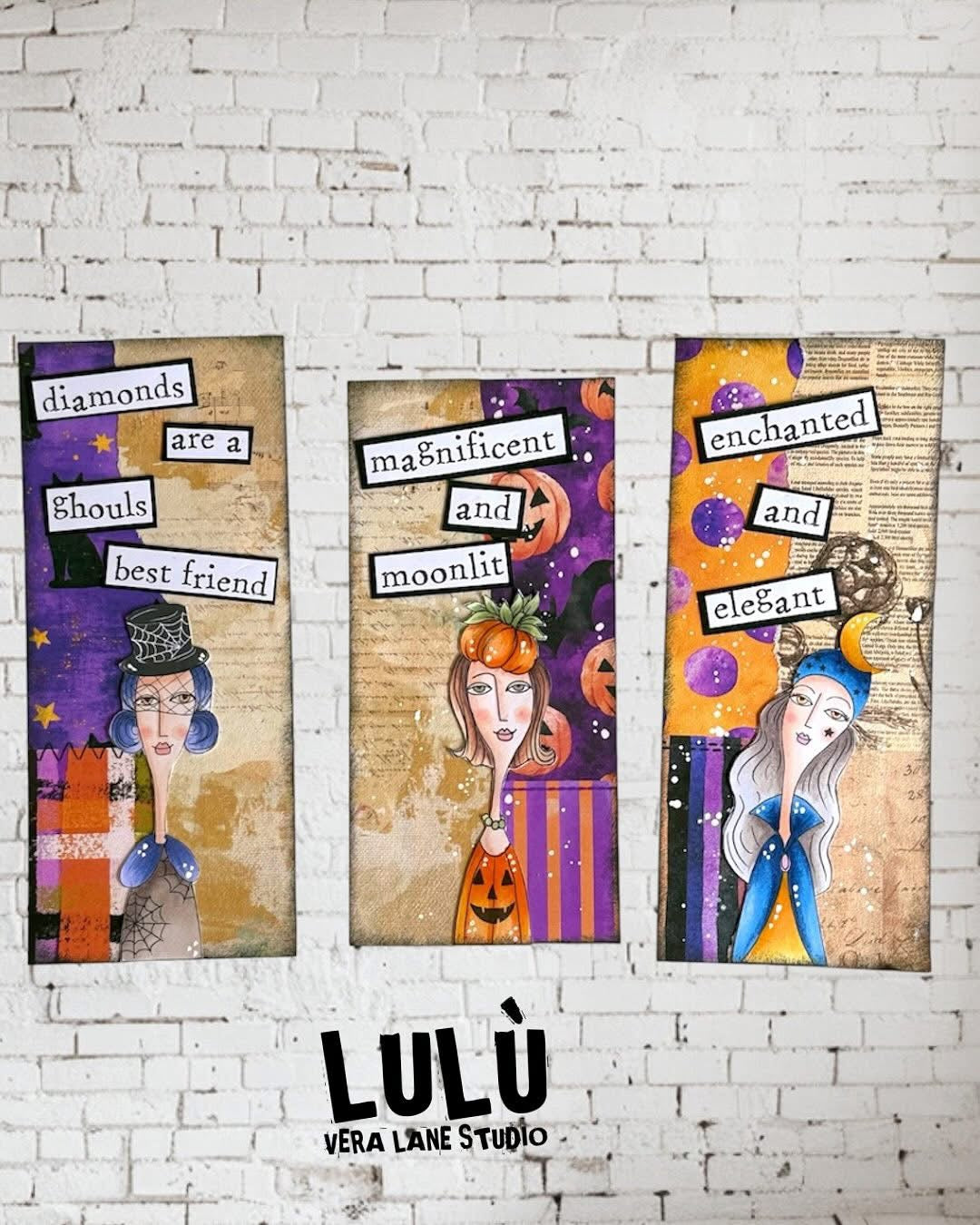 Charmed Digital Stamp Set – 7 Quirky Witches, Halloween Backgrounds & Washi Tape